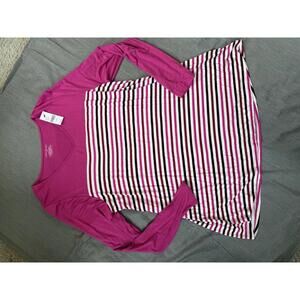 Lane Essentials Womens Size 10/12 Lane Bryant Mixed-Print Tee Pink Striped NWT